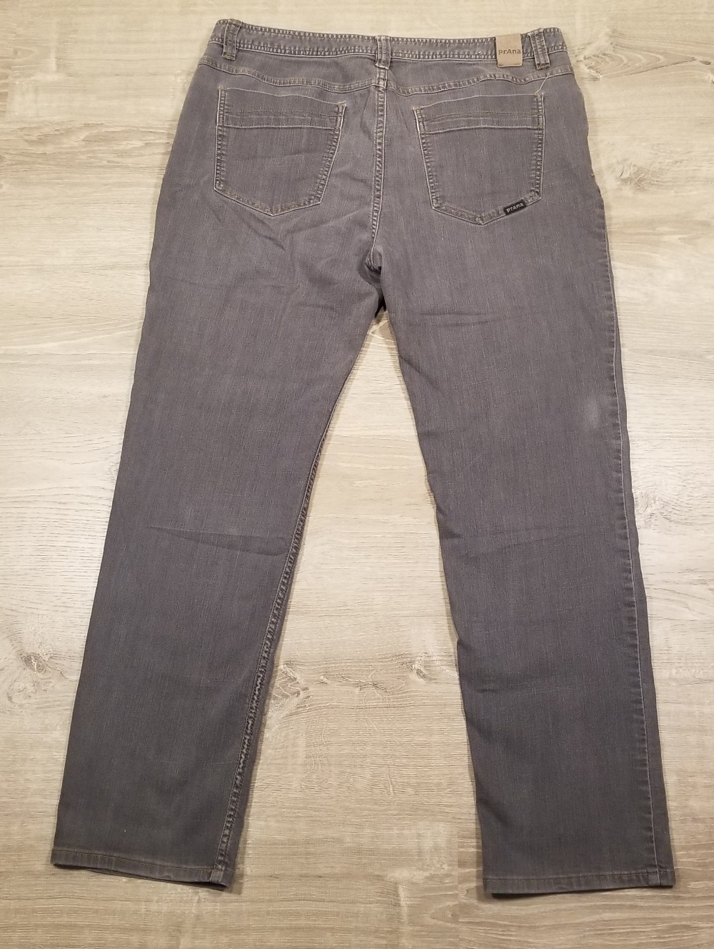 PrAna Slim Fit Jeans Mens 38x32 Gray Stretch Straight Leg Flex Casual Comfort - Picture 5 of 9
